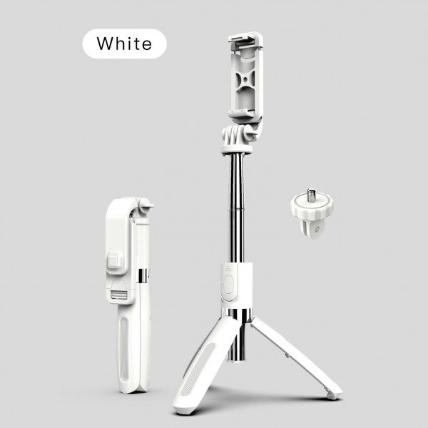 Wholesale Heavy Duty 3 in 1 Aluminum Wireless Bluetooth Extendable Selfie Stick with Tripod Stand (White)